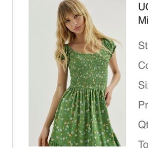 UO Tessie floral mini dress GREEN